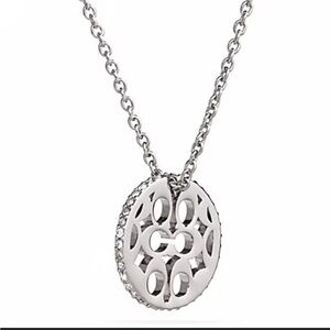Coach Silver Classic C Disc Pendant Necklace